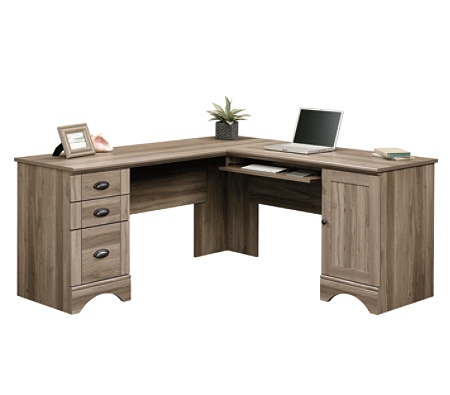 Sauder Harbor View Corner Desk Salt Oak Office Depot