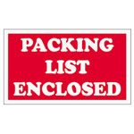 Tape Logic&reg; Preprinted Shipping Labels, SCL538, "Packing List Enclosed," 3" x 5", Red/White, Pack Of 500