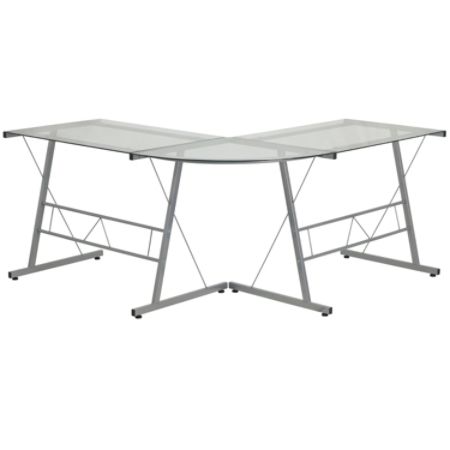 Flash Furniture Glass L Shape Corner Computer Desk With Metal