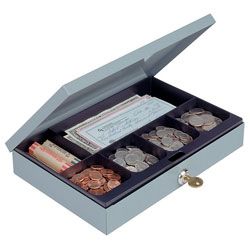 Ultra Slim Cash Box With Security Lock 2 H X 11 14 W X 7 12 D Gray
