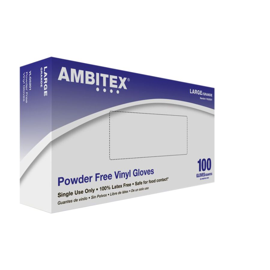 Ambitex VLG5201 Vinyl General Purpose Gloves  Box of 100