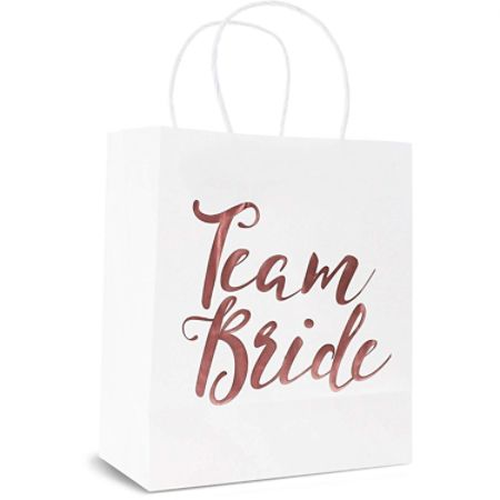 Blue Panda 15 Pack Team Bride Rose Gold Foil Bridesmaid Gift Bag