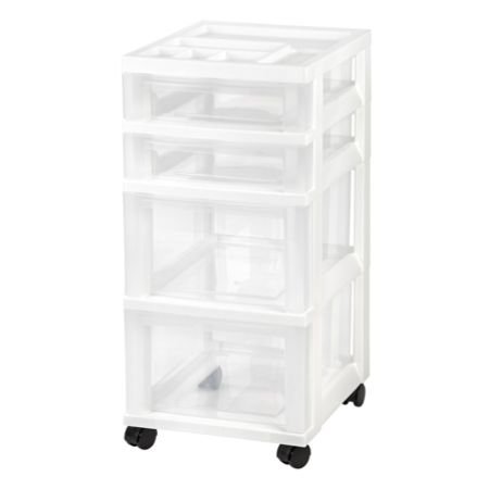 Iris Rolling Plastic Storage Cart 4 Drawers 26 716 H X 12 116 W X