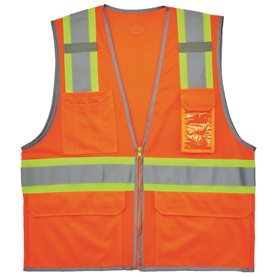 Ergodyne GloWear&Acirc;&reg; 8246Z Type R Class 2 Two-Tone Mesh Vest w/ Reflective Binding, Orange, 2XL/3XL