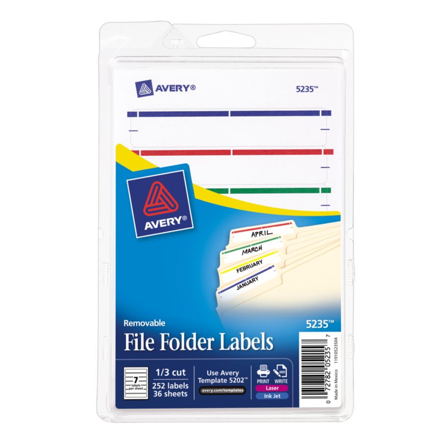 Avery Removable File Folder Labels 5235 1116 x 3 716 Assorted Colors ...