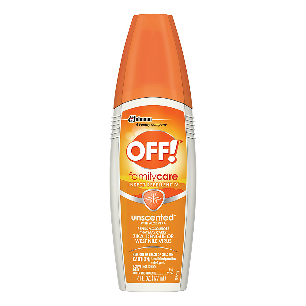 Keep pests away with OFF! FamilyCare insect repellent during family cookouts, camping trips, hiking adventures and more. Thanks to the gentler, aloe-enriched formula, this insect spray is designed to smell and feel comfortable on your skin. Used to repel mosquitoes, chiggers, biting flies, ticks and gnats. Made with aloe vera and just 7% DEET for gentle use on the skin. Works for up to 2 hours. Leaves behind a soothing fresh scent. Includes 12 spray bottles.