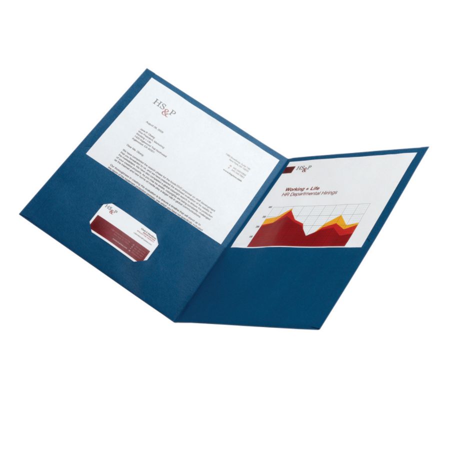 Office Depot Brand 2Pocket Textured Paper Folders, Dark Blue, Pack Of