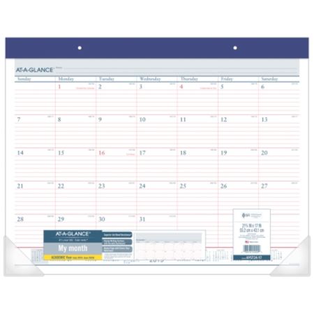 AT A GLANCE Academic Desk Calendar 22 x 17 Blue July 2019 to August