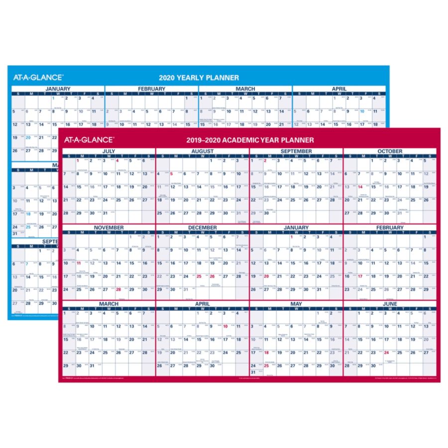 ATAGLANCE 18Month Yearly Academic/Regular Wall Calendar, 2019 2020