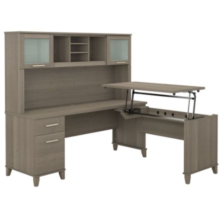 desk stand sit hutch shaped bush furniture somerset standing position gray desks office ash delivery standard depot officedepot
