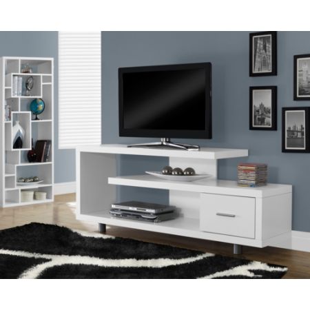 Monarch Specialties Art Deco TV Stand For TVs Up To 60 White by