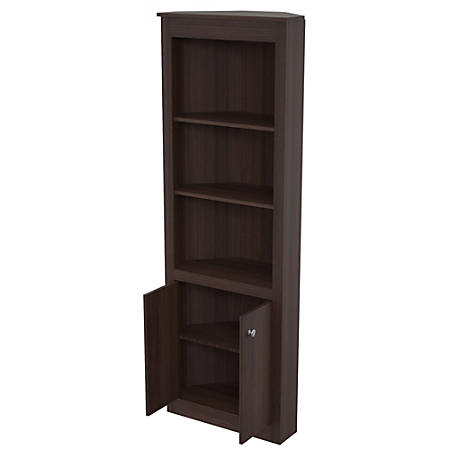 Inval 5 Shelf 2 Door Corner Bookcase 70 1516 H X 24 316 W X 13