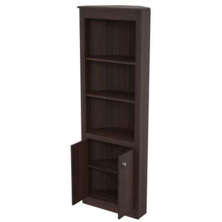 Inval 5 Shelf 2 Door Corner Bookcase 70 1516 H X 24 316 W X 13