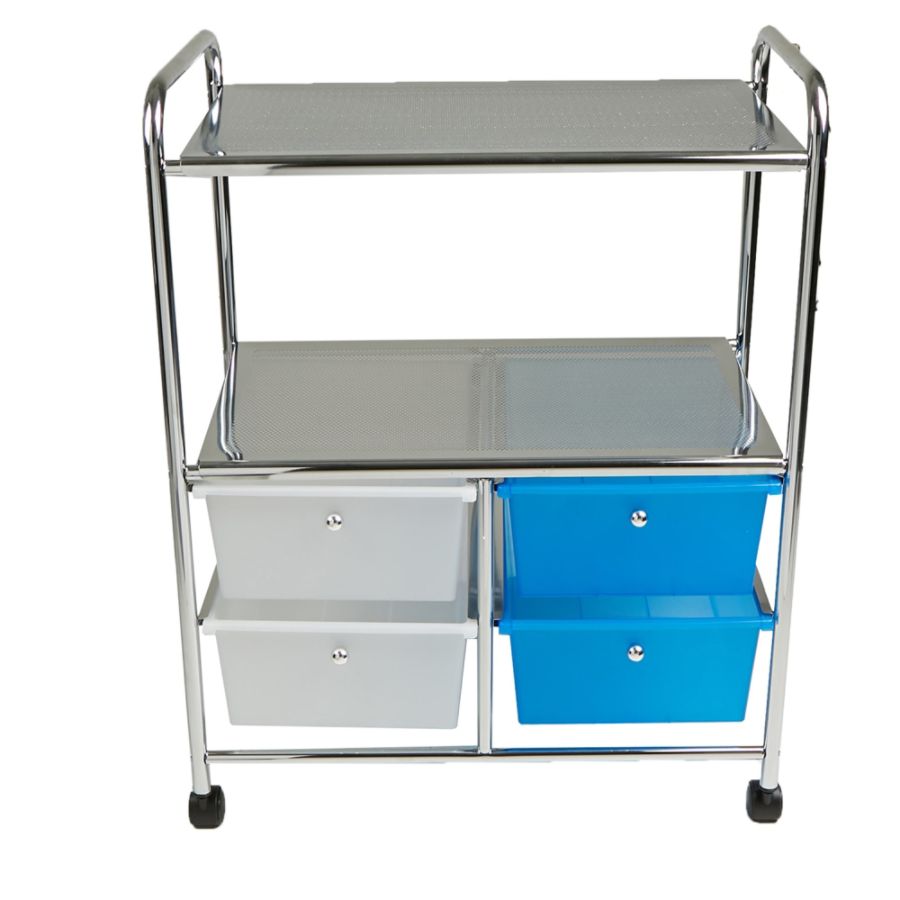 Mind Reader All Purpose 2 Shelf Metal Utility Cart With 4 Drawers
