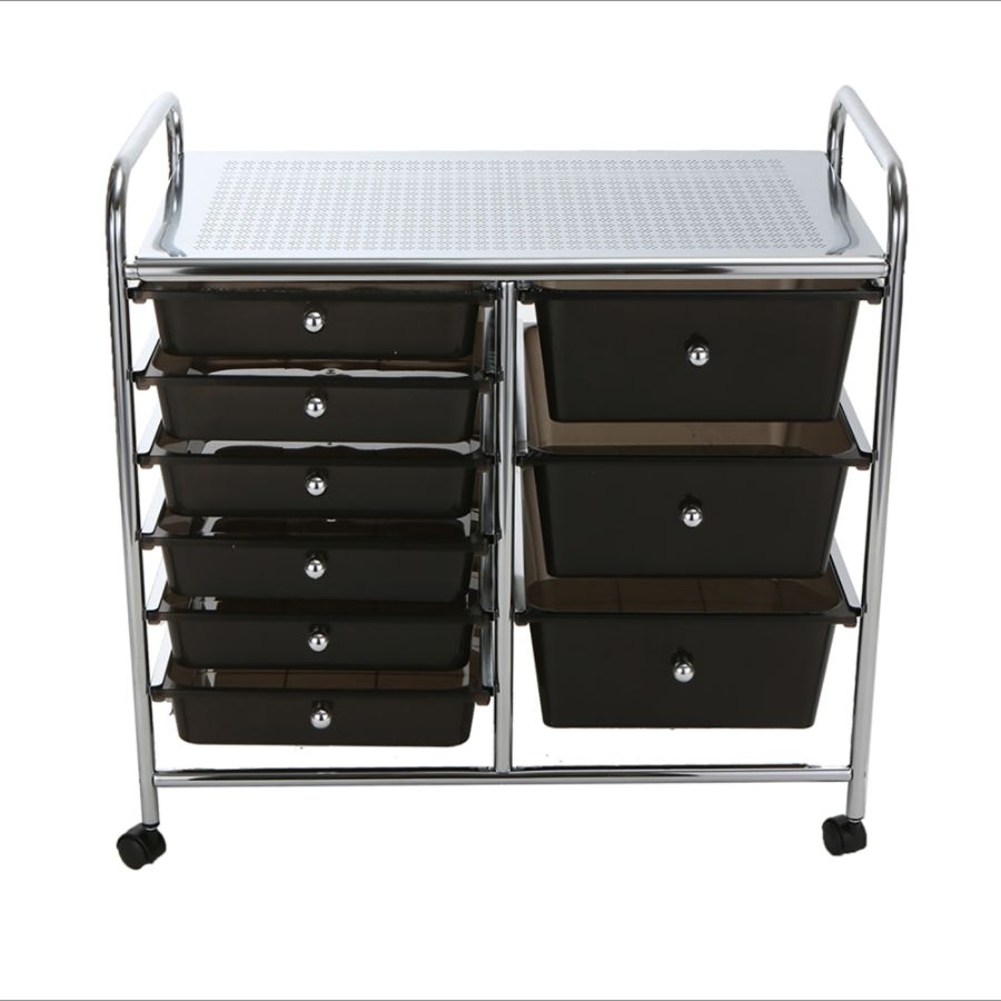 Mind Reader 9 Drawer Metal Rolling Utility Cart Black Office Depot