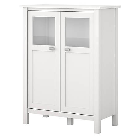 Bush Furniture Broadview Storage Cabinet With Doors Pure White
