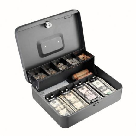 STEELMASTER Tiered Tray Cash Box 10 Compartments Gray by Office Depot ...