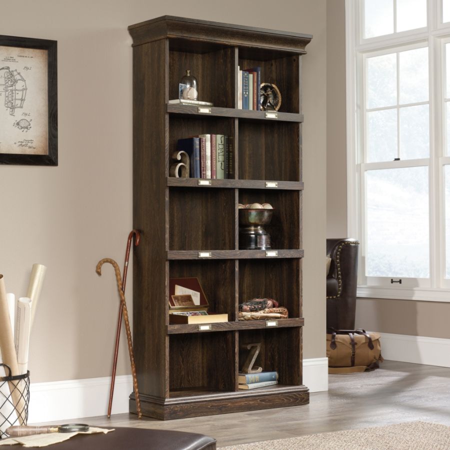 Sauder Barrister Lane Cubby Bookcase Tall Iron Oak Zerbee