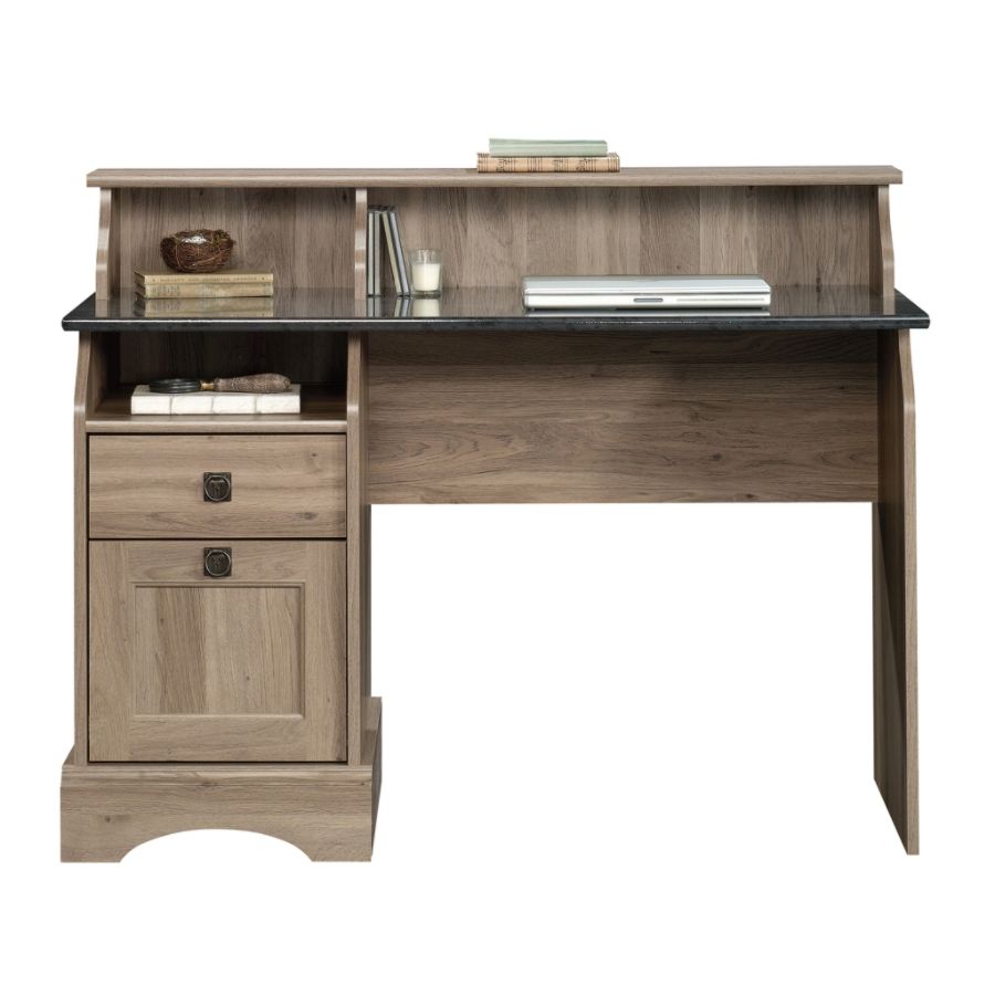 Sauder Graham Hill Desk With Hutch Salt Oak Zerbee