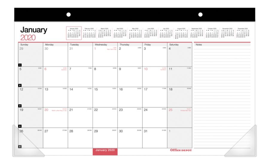 Office Depot Monthly Desk Pad 17x11 2020 - Office Depot