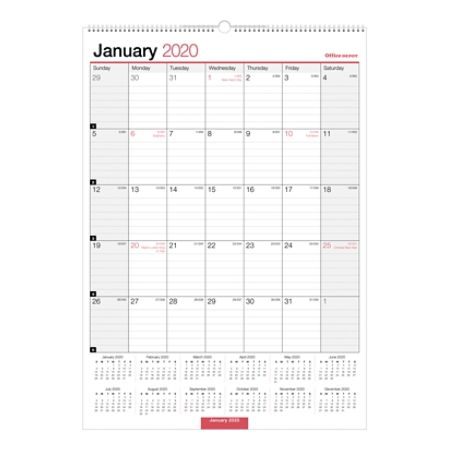 Office Depot Monthly Wall Calendar 12x17 2020 Office Depot
