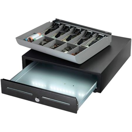 Steelmaster Payvue Illuminated Cash Drawer 2 Media Slot Abs Black