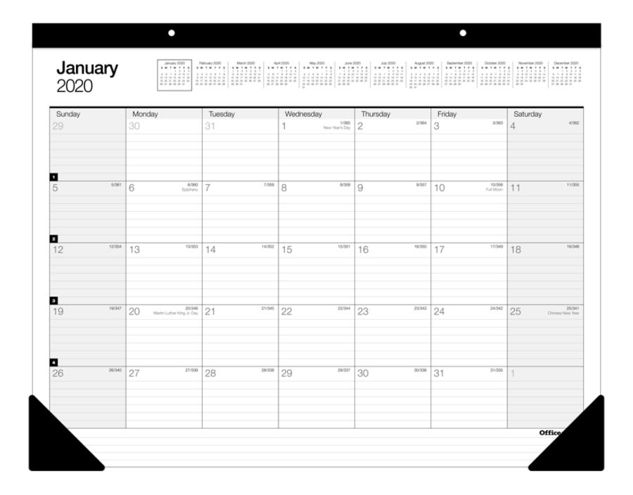 Office Depot Monthly Desk Pad 22x17 2020 Office Depot