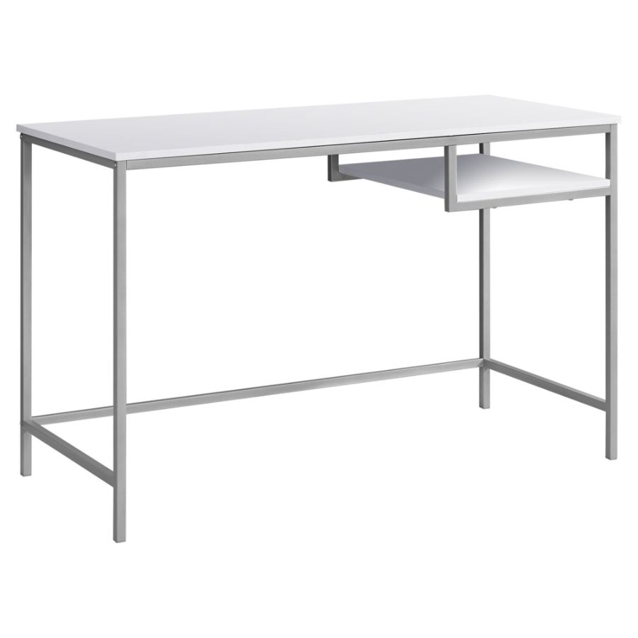 Monarch Specialties Computer Desk With Hanging Shelf Whitesilver