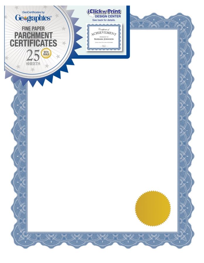 Certificates at Office Depot