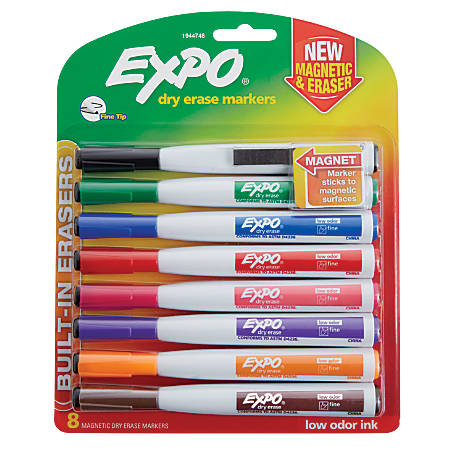 markers magnetic expo erase dry eraser fine assorted tip ink pack colors officedepot