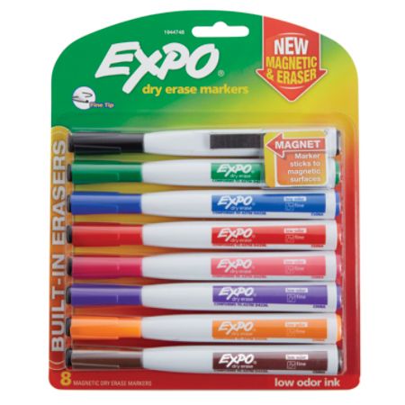 markers magnetic expo erase dry eraser fine assorted tip ink pack colors officedepot