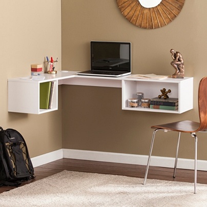 Southern Enterprises Fynn Wall Mount Corner Desk White Office Depot