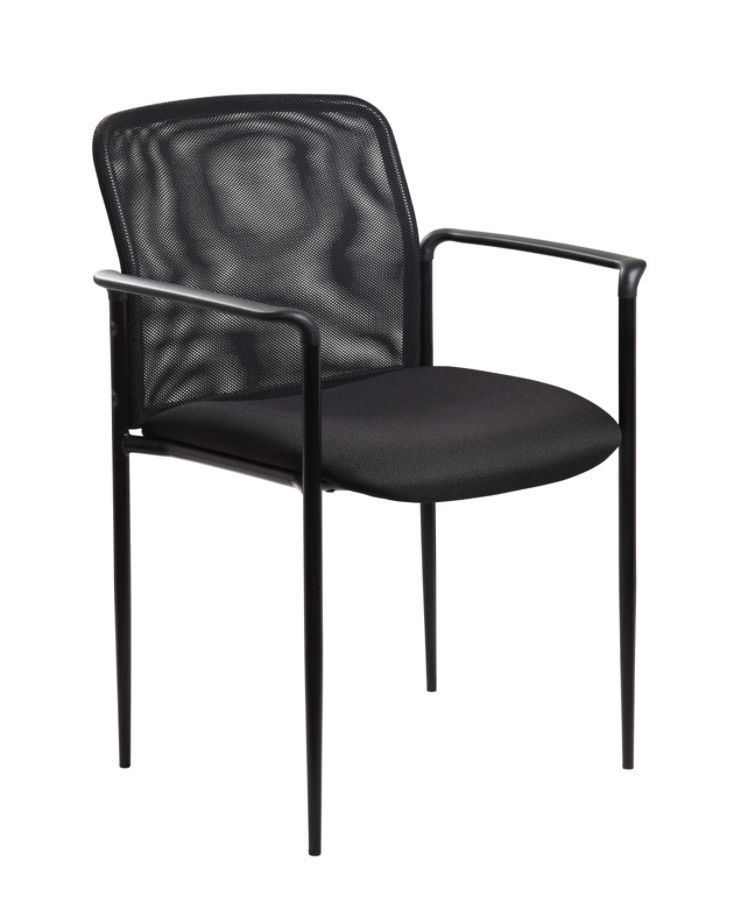 Boss Office Products Office Chair - Black: Mesh Upholstered, Powder-Coated Steel Frame, Fixed Height