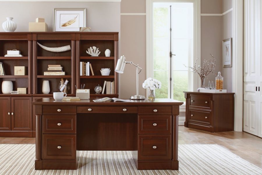 Sauder Palladia Collection Executive Desk Select Cherry Zerbee