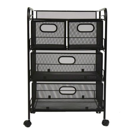 Mind Reader 4 Drawer Mesh Rolling Office Cart 24 H X 16 12 W X 12