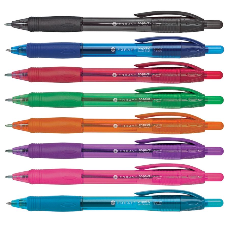 FORAY Soft-Grip Retractable Ballpoint Pens, 1.0 mm, Assorted Ink Colors ...