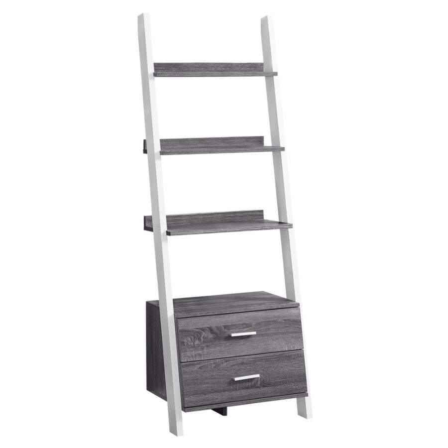 Monarch Specialties 4 Shelf Ladder Bookcase Gray White Zerbee