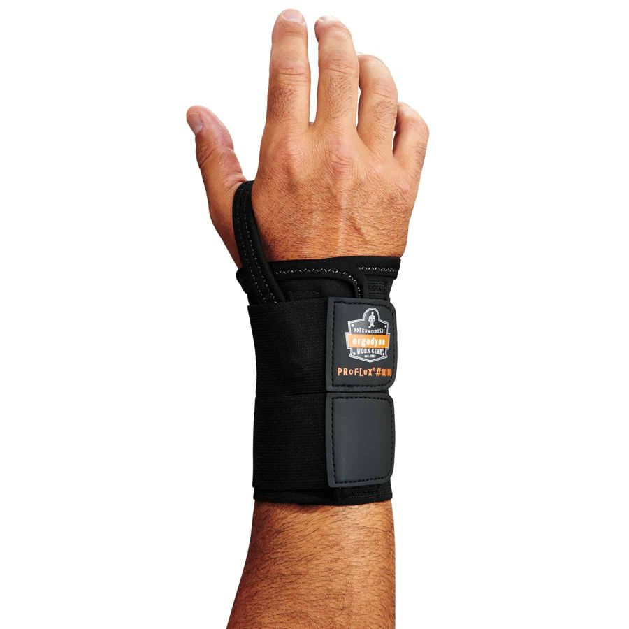 Ergodyne ProFlex&Acirc;&reg; 4010 Double Strap Wrist Support, Black, S-Left