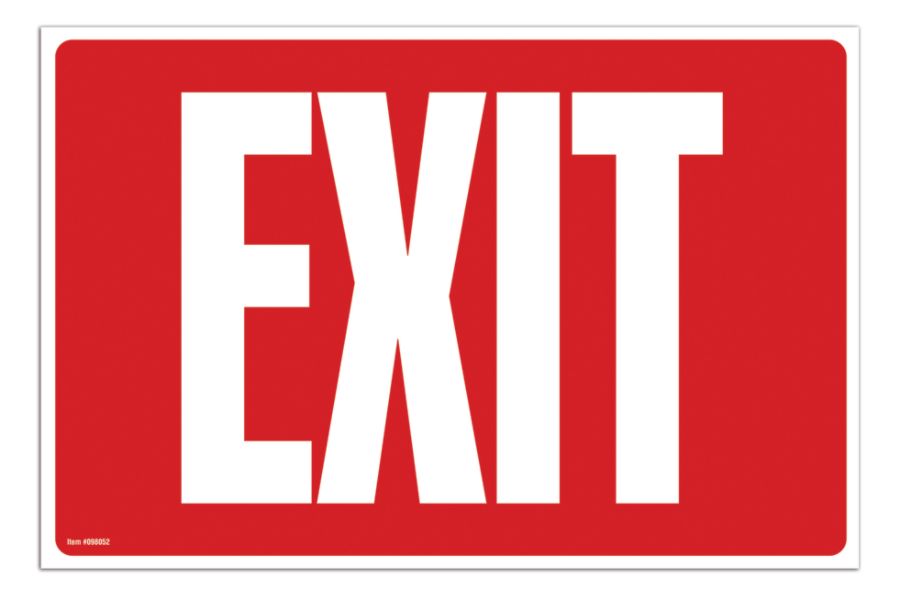 Cosco Exit Sign With Glow in the Dark Text 8 x 12 Red - Office Depot