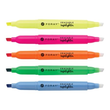 FORAY Erasable Highlighters With Chisel Tips Assorted Colors Pack Of 5 ...