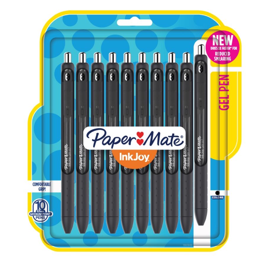Paper Mate InkJoy Gel Pens, Medium Point, 0.7 mm, Black Barrel, Black ...