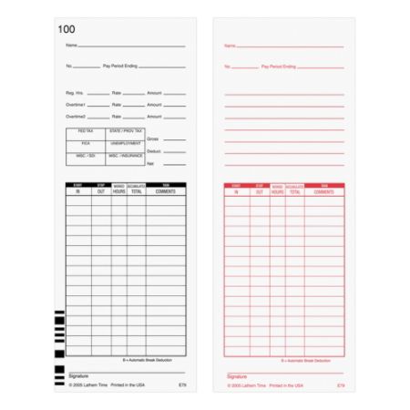 Lathem Time Cards F7000E Numbered 1 100 2 Sided 3 38 x 9 White Pack Of ...