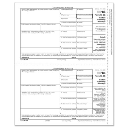 ComplyRight W 2G Tax Forms Winner Copy B And State Copy C 2 Up 2 Part 8 ...