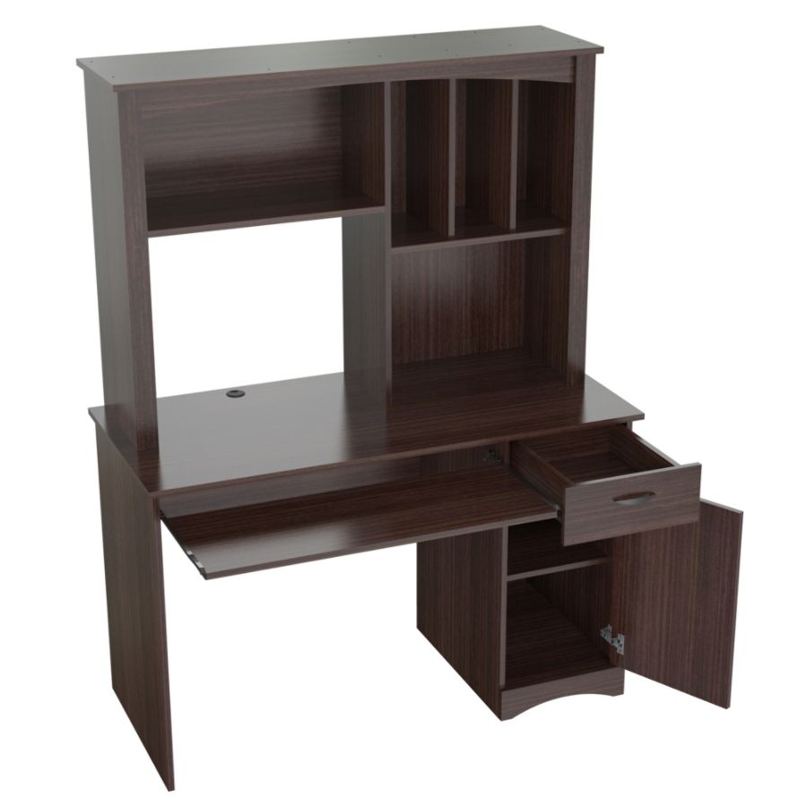 Inval Bandya Computer Desk Workcenter With Hutch Espresso Wengue