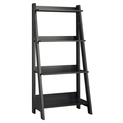 Bush Furniture Alamosa Ladder Bookshelf Classic Black Standard