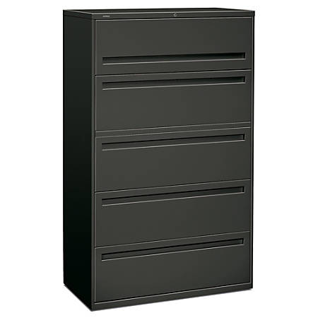 Hon Brigade 700 42 W Lateral 5 Drawer File Cabinet Metal Charcoal