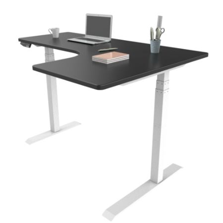 Loctek Height Adjustable Corner Desk With Right Return Blackwhite