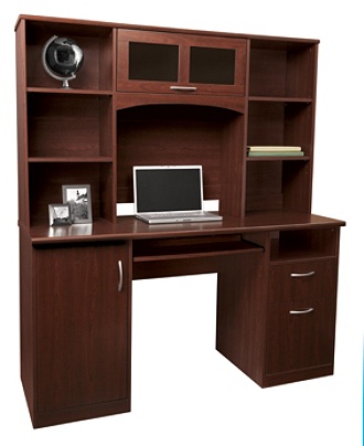 Realspace Landon Desk With Hutch Cherry Office Depot