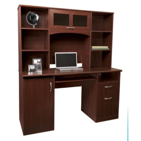 Realspace Landon Desk With Hutch Cherry Office Depot