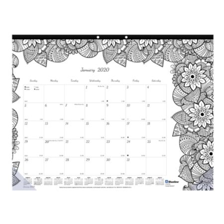 Blueline Doodleplan Coloring Monthly Desk Pad Calendar 22 X 17